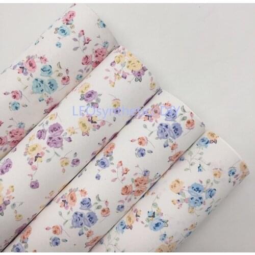 1PC 21X29CM Flowers Printed Faux Leather Fabric, Synthetic Leather Sheets, PU Leather For Making Bows LEOsyntheticoDIY T343