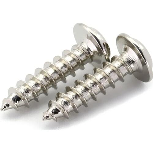 100Pcs PWA Nickel Plated Cross Round Head Self Tapping Screw With Pad M1.2-M4 Pan Head Tapping Screws With Washer