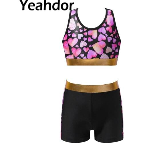 2Pcs Kids Girls Swimwear Swimsuit U Neck Sleeveless Open Back Patchwork Tops and Shorts Set for Beach Pool Swimming Bathing