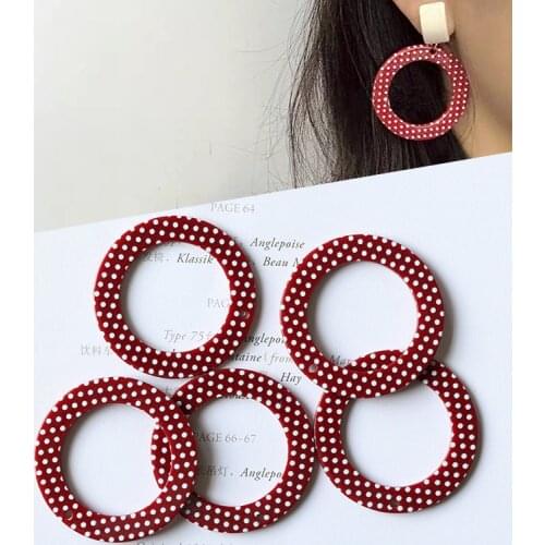20 PCS 4cm Fashion Resin Hollow Round Pendant Wave Point Earring Pendant DIY Jewelry Findings Connectors Wholesale Supply
