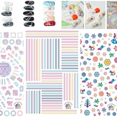 2020 Abstract Design Decal Transfer Nails Art Sticker Water warp Rainbow love Bear design Animal Flamingo manicure tools Supply