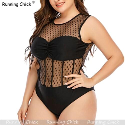 2021 Black One-piece Swimsuit Female, Sexy Mesh Splicing Large Swimsuit Wholesale, One-piece Swimsuit