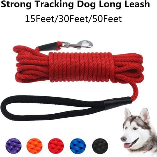 50 FT Strong Nylon Dog Long Leash Tracking Round Rope Outdoor Walking Training Pet Leads Leashes For Medium Larger Dogs Supplies