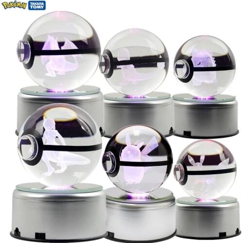 80mm Pokemon Pokeball Collect Crystal Ball Solid Ball Action Anime Figures Pikachu Mewtwo Pocket Monster One Piece Model Toy
