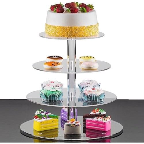 Acrylic 3/4 layer Cake Stand Wedding Cakes Round Cup Cupcake Holder Birthday Party Dessert Stands Display Cupcake Stands