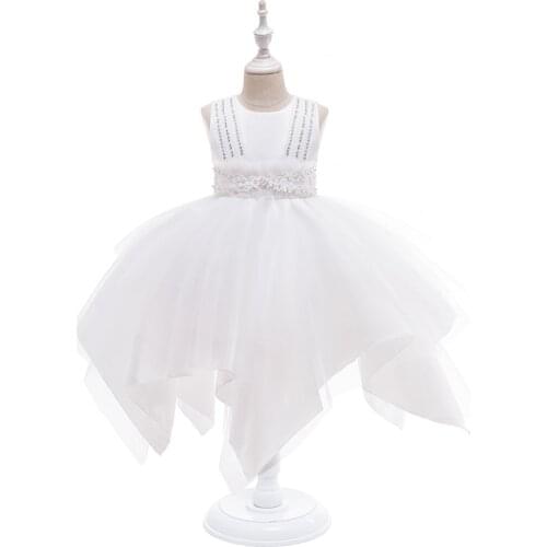 Beading Irregular Princess Children Birthday Party Prom Bridesmaid Evening Infant Summer Dress Kids Vestidos Baby Girls Clothes