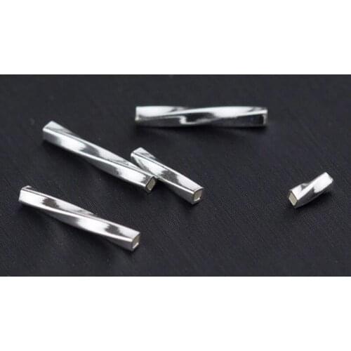 10pcs/lot 925 Sterling Silver Twisted Tube Shape Spacer Beads Handmade Bracelets Charm Beads DIY Jewelry Making 4mm 8mm 12mm