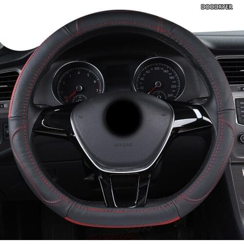 DOODRYER Leather Car Steering Wheel Cover For Renaults Duster Megane 2 3 koleos Logan sandero Scenic 2