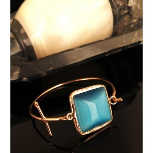 Dr Stone Natural Stone Women 'S Cat 'S Eye Stone Rose Gold Plated Bracelet 372888589