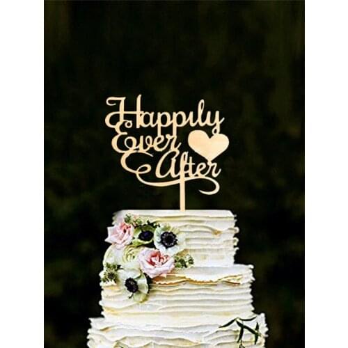 Wood Cake topper Happily Ever After Wedding cake toppers for wedding Cake Decorations