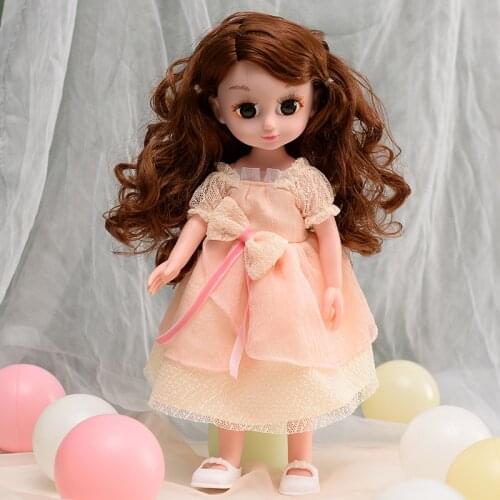 Kawaii Mini Baby Vinyl Dolls For Girls 32 cm 1/6 Doll Full Set With Comb Princess Female Body Curly Hair Action Figure Toys