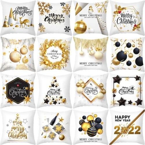 Throw Pillow Cushion Tear Resistant One Side Printed Polyester Peach Skin Snowflakes Merry Christmas Soft Throw Pillow Cover