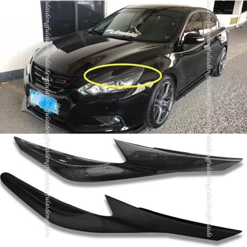 2pcs Real Carbon fiber Head Lights Eyebrow Eyelid cover trim For Nissan Teana ALTIMA 2016-2018 SR Auto Accessory