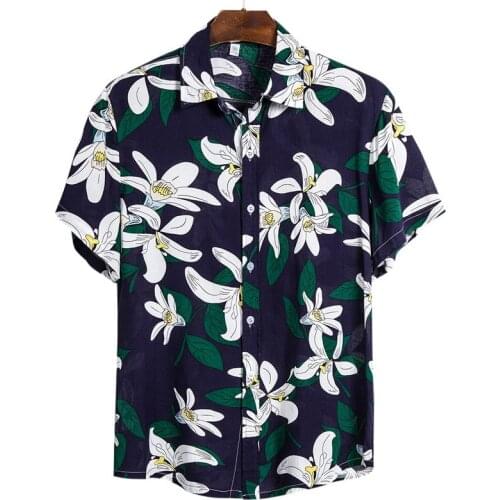SHUJIN Hawaiian Beach Shirts Mens Casual Streetwear 2020 Summer Holiday Shirts Streetwear Short Sleeve Chemise 2020