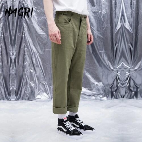Classic Solid Color Pants Men Joggers Casual Straight Harem Pants Streetwear Washed Trousers Male Bottom Korean Fashion Track