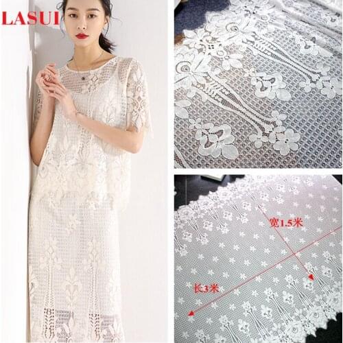 LASUI new 1.5m*3m =1 piece Elegant beautiful Eyelash French Fabric black white high quality DIY dress clothing curtains C0144