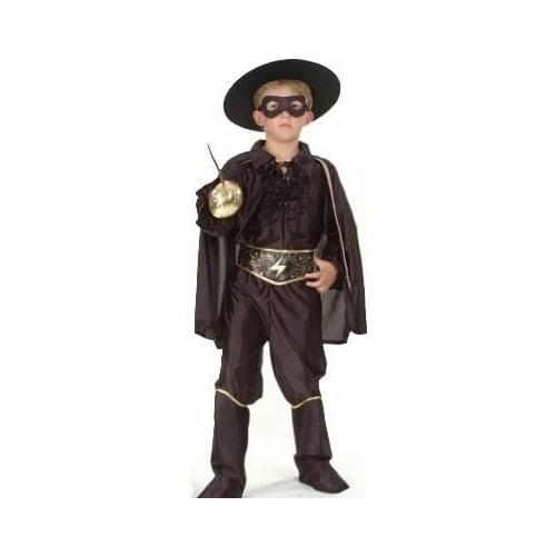 2016 Hot sale 1pcs Superior quality Childrens Clothing Kids Halloween Mascot Zorro Costume Kids Jumpsuit+patch+hat+sash+cloak