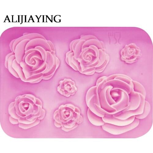 M1023 Rose Flowers silicone mold Cake Chocolate Mold wedding Cake Decorating Tools Fondant Sugarcraft Cake Mold