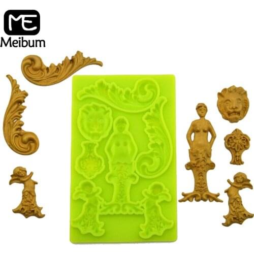 Meibum Angel Lion Wings Pattern Relief Fondant Cake Mold Paste Sugar Craft Pastry Decorate Mould Chocolate Biscuit Baking Pan