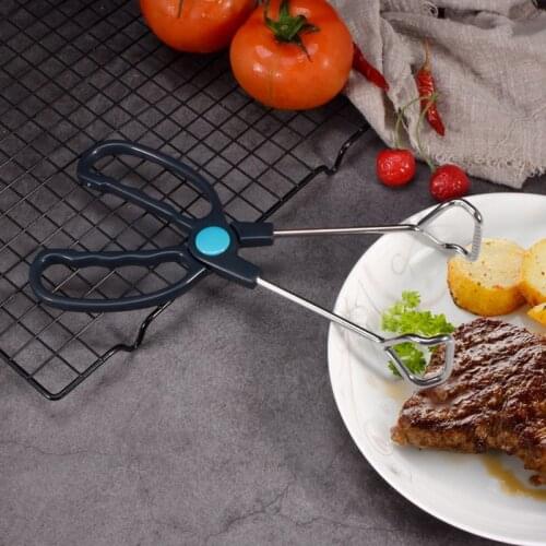 Duolvqi Multifunction Barbecue Scissor Tongs Stainless Steel Food Clip BBQ Tongs For Bread Roast Grilled Food Kitchen Utensils