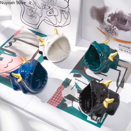 Cartoon Ashtray Home Living Room Anti Fly Ash Creative Personality Office Storage Box Multifunctional Ceramic Exquisite Gifts