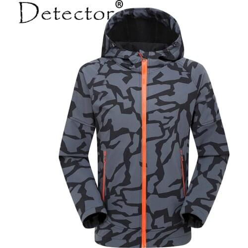 Detector Men Waterproof Breathable Thermal Softshell Jacket Outdoor Hunting Fishing Camping Hiking Rain Windbreaker hoodie