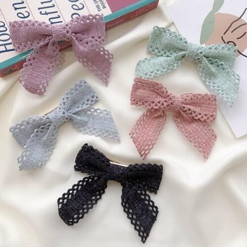 2020 New Fashion Cloth Embroidered Lace Bow Hairpin Sweet Hairpin Ponytail Top Clip Headwear Hair Accessories for Women заколки