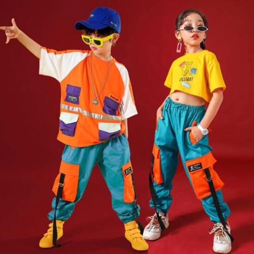 Girls or Boys Hip Hop Clothing for Kids Crop Tank Tops Jogger long Pants Jazz Dance wear Costume Ballroom Dancing Clothes