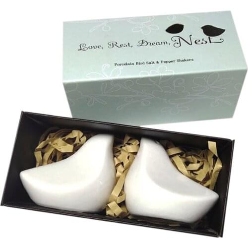 Wholesale 100pairs/lot bridal shower favor of love birds ceramic salt and pepper shakers for Wedding party return gifts