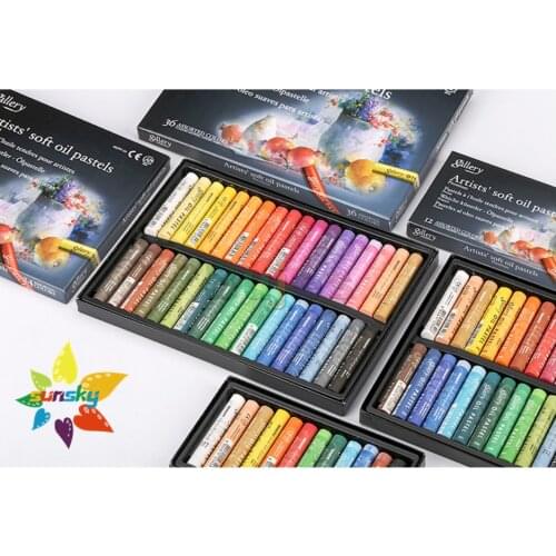 MUNGYO oil painting stick 12/24/36/48 color paper box set 72 color wooden box set Artist level oil painting pastel art supplies