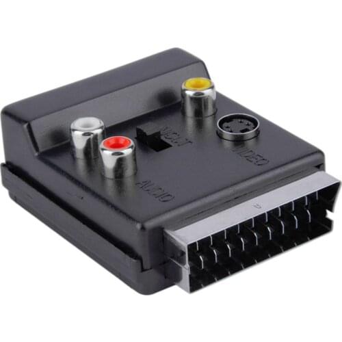 Newest Switchable Scart Male to Female S-Video 3 RCA Audio Adapter Convector