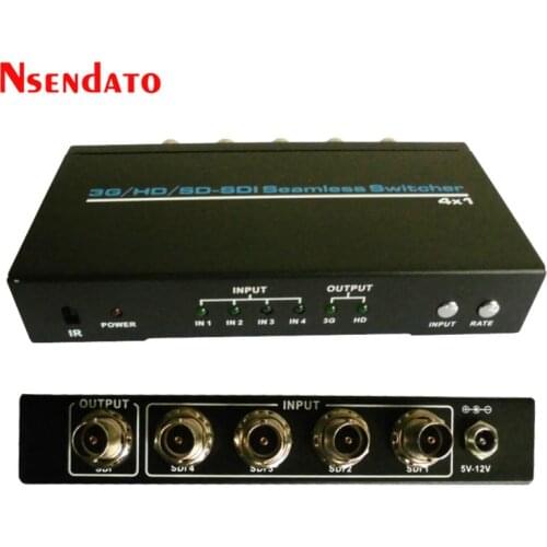 SDI 4x1 Switch BNC HD SD 3G SDI Display 1080p Seamless switcher Scaling 1080P with IR Remote 100m