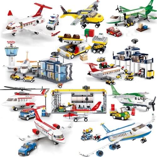 City Plane Series International Airport Airbus Aircraft Airplane Building Blocks Sets Figures Bricks Toys for Children