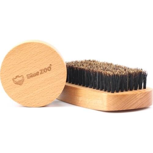 Boar Hair Bristle Beard Mustache Brush Hard Natural Wood Handle for Men Beard Brush Grooming Mustache Brush High Quality