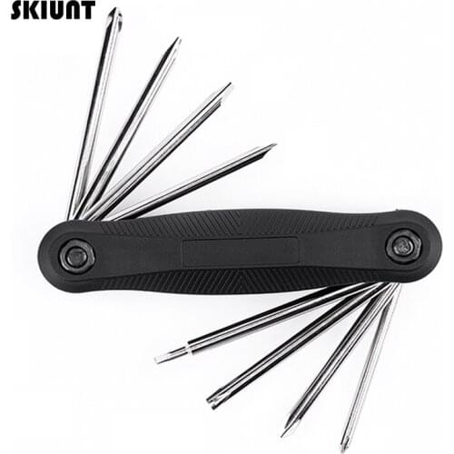 SKIUNT 8 In 1 Multifunction Screwdriver Set Portable Folding Screwdrivers Magnetic Slotted Phillips Screw Driver Bit Hand Tools