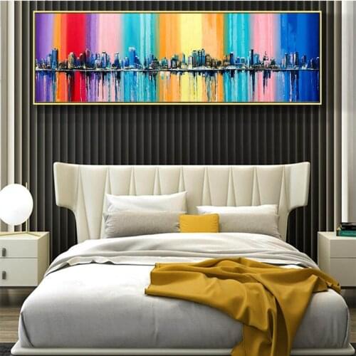 Modern Abstract City Building Canvas Painting Scenery Pictures Landscape Posters and Prints For Living Room Wall Decor No Frame