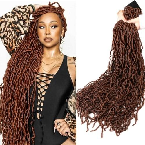 Full Star Nu Locs Goddess Faux Locs Bobbi Boss Crochet Braids African Women Black Ombre Collection 2X Messy Curly Faux Nu Locs