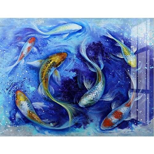 Japanese Koi Fish 5d diy Diamond Painting cross stitch kits mosaic diamond embroidery Full square round rhinestone art