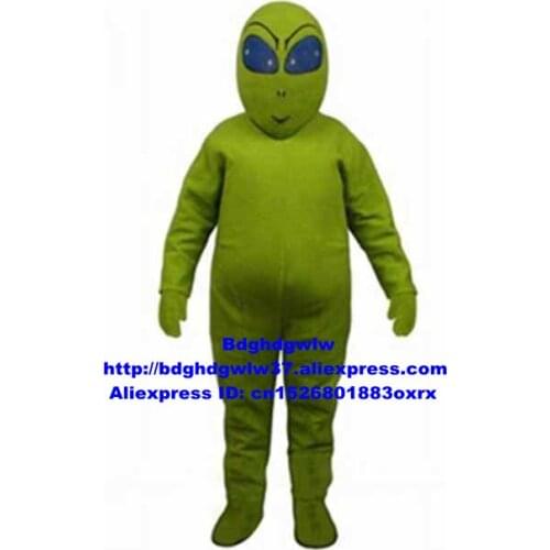 Green Alien Extra-terrestrial Intelligent Beings Saucer Man Saucerman Mascot Costume Character Music Carnival Real Play zx2537