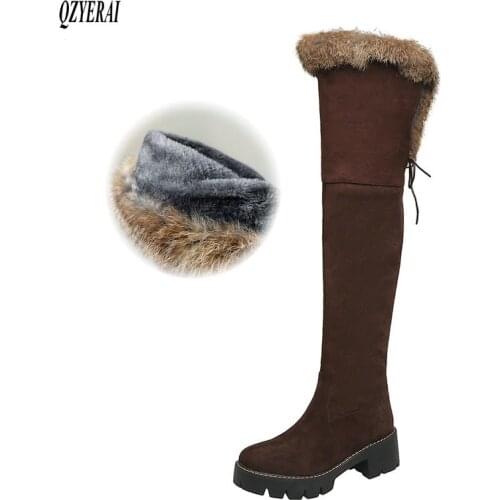 New winter style warm Over knee boots snow boots Women boots waterproof True fur Non-slip snow boots warm Women shoes