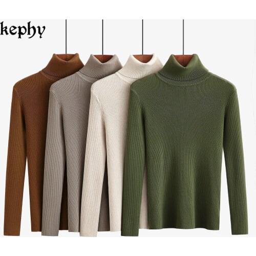 2020 sweater womens autumn winter Pullover Korean high neck slim thin bottoming shirtskin friendly brown top