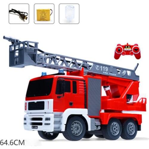 1/20 RC Sprinkler Fire Truck Simulation Spray Water Gun Toy Retractable Rotatable Ladder Boy Educational Toy Gift