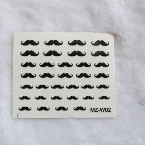 2PCS MZ-W2 Nail Art Cute Black Moustache Sticker Nail Art Sticker