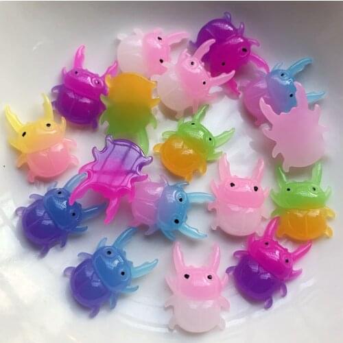 20pcs mix 2 Beautiful gradient rainbow color Cosmic defender beetle modeling resin flat back diy rhinestone resin crafts