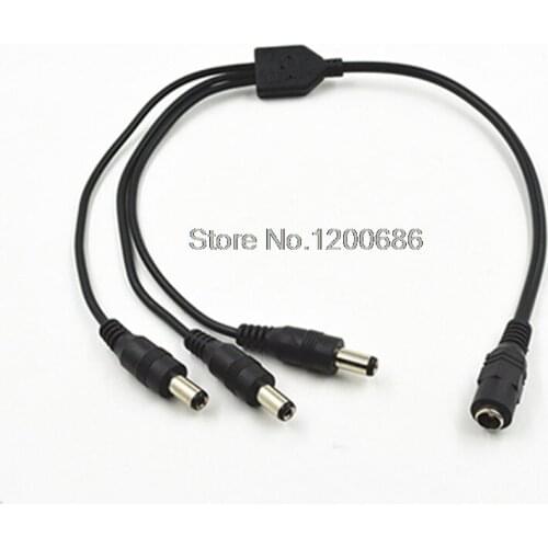 26awg 1 to 3 Way DC Power Splitter Cable wire harness 40CM for CCTV Cameras DVR NVR LED Light Strip Barrel Plug 5.5*2.1mm
