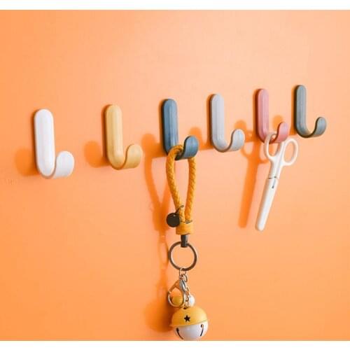 6pcs/set towel hook plastic door home decoration bathroom supplies self-adhesive hanger wall hanging hat rack key hanger