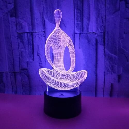 7 Color Changing Yoga Meditation 3D LED Night Light Bedroom USB Table Lamp Bluetooth Speaker 3D Illusion Lamp Home Decor Gift