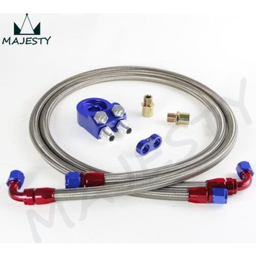 OIL FILTER SANDWICH ADAPTER + 1.4M AND 1.6M HOSE KIT Silver