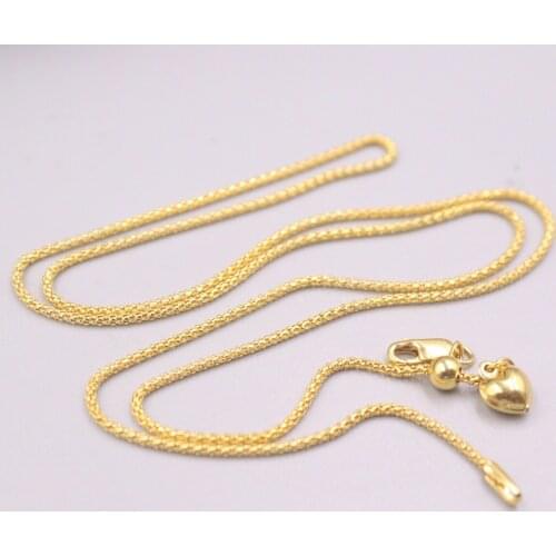Au750 Real 18K Yellow Gold Chain Neckalce For Women Female 1.1mm Shiny Popcorn Choker Gold Necklace 20'L Gift