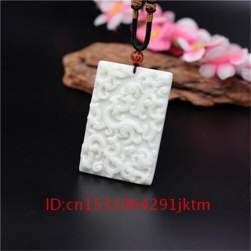 White Dragon Necklace Gifts Jade Natural Fashion Accessories Amulet Men Chinese Pendant for Charm Carved Jewelry